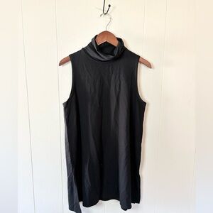 Garnet Hill black mock neck sleeveless tunic top size M